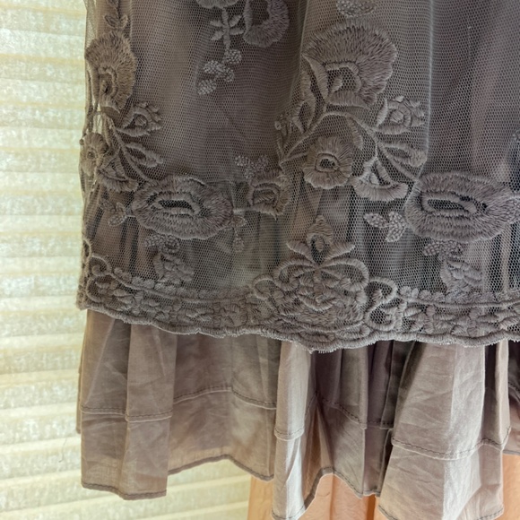 Anthropologie Ryu : Cotton, Mesh and Lace Olive green Dress - Picture 2 of 4